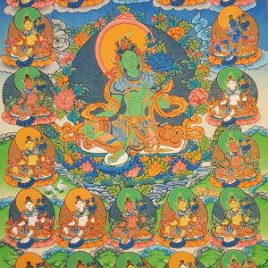 Green Tara with 21 other Tara Thangka